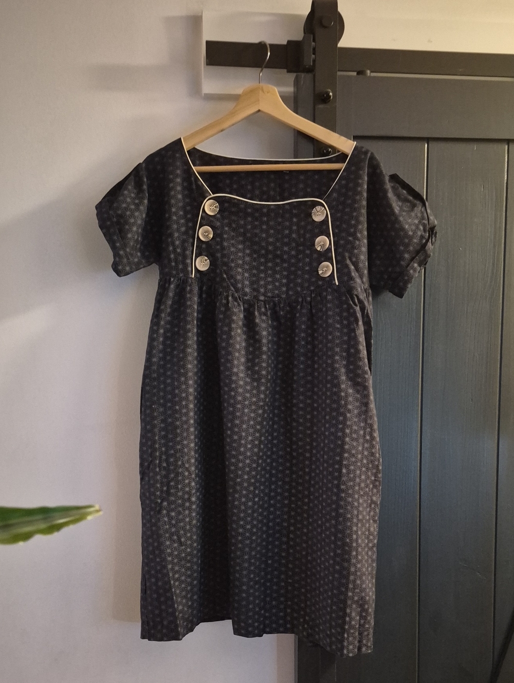 dear creatures Navy Blue Short-Sleeve Button-Accent Mini Dress